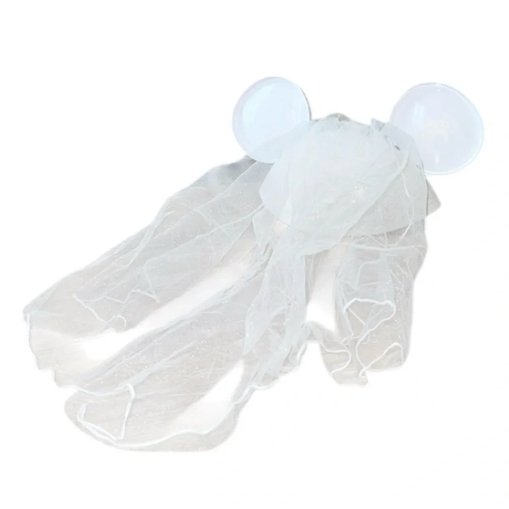 Disney Parks Minnie Mouse Happily Ever After Wedding Bride Hat Veil‎ & Headband